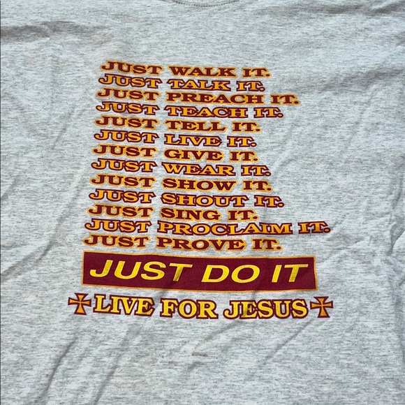 Vintage Live for Jesus Just Do It Play On Nike Graphic T-Shirt - Gray - Picture 2 of 7